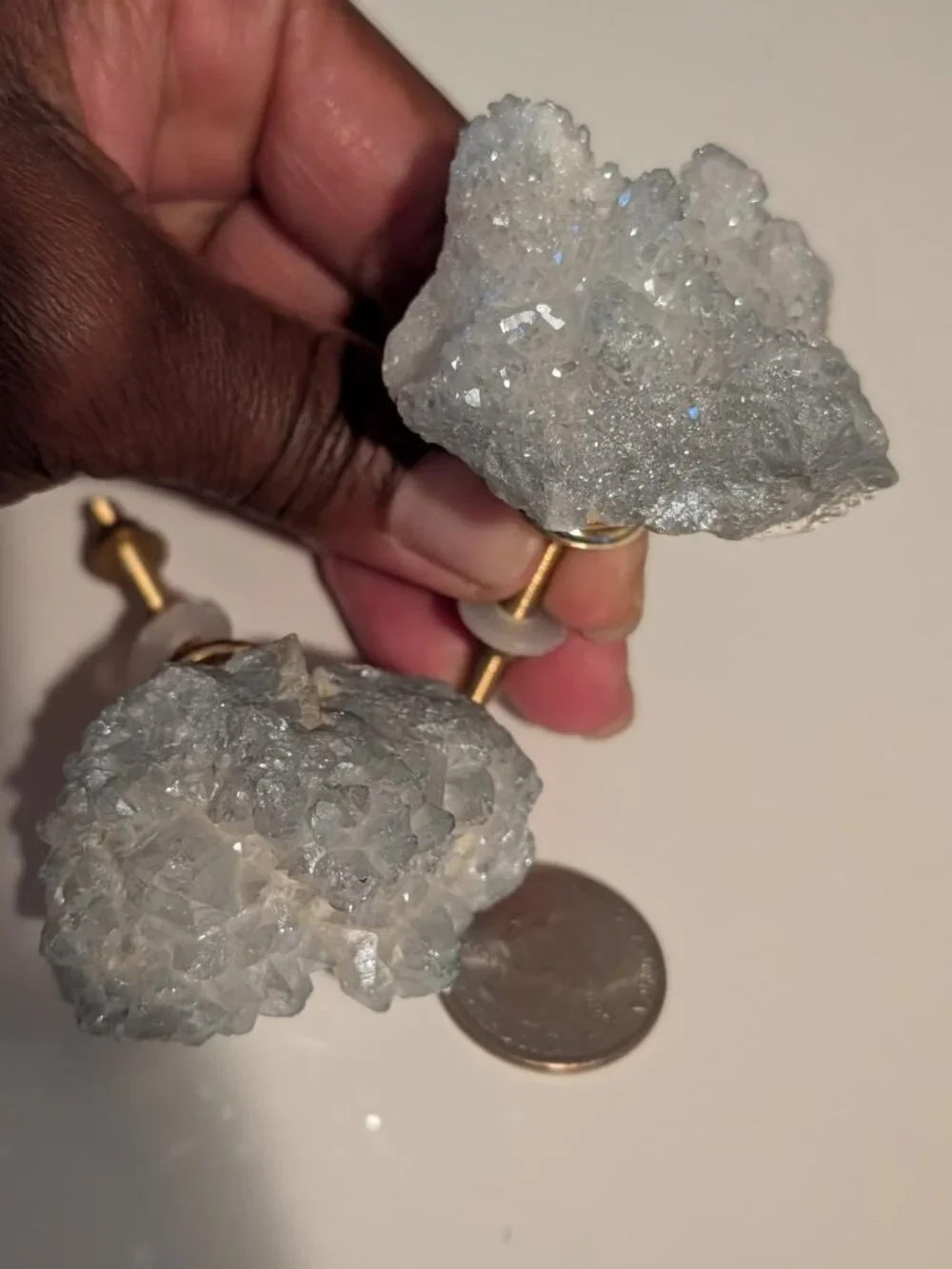 Natural Crystal Cluster Drawer Knobs / Cabinet Pulls – Set of 2 - Picture 2 of 3